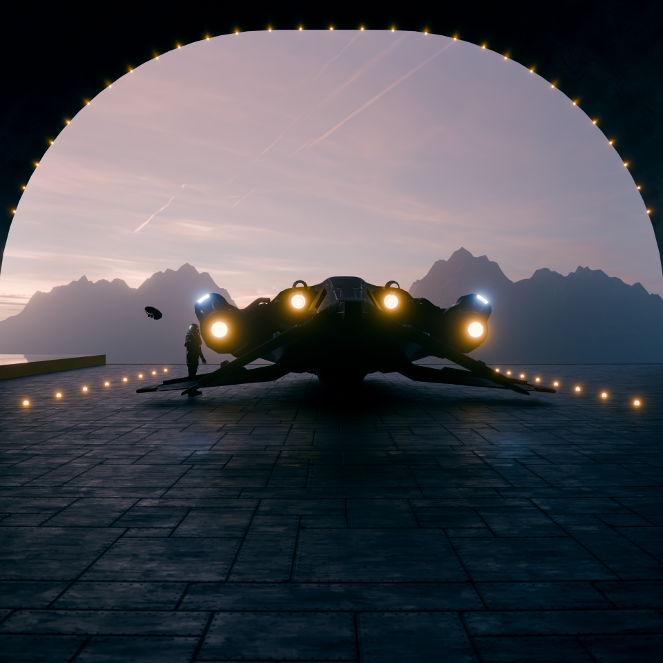 Nave espacial em plataforma de lançamento